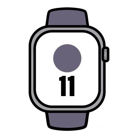 Apple Watch Series 11 46mm GPS + Cellular Aluminio Plata con Correa Deportiva Niebla Púrpura M/L